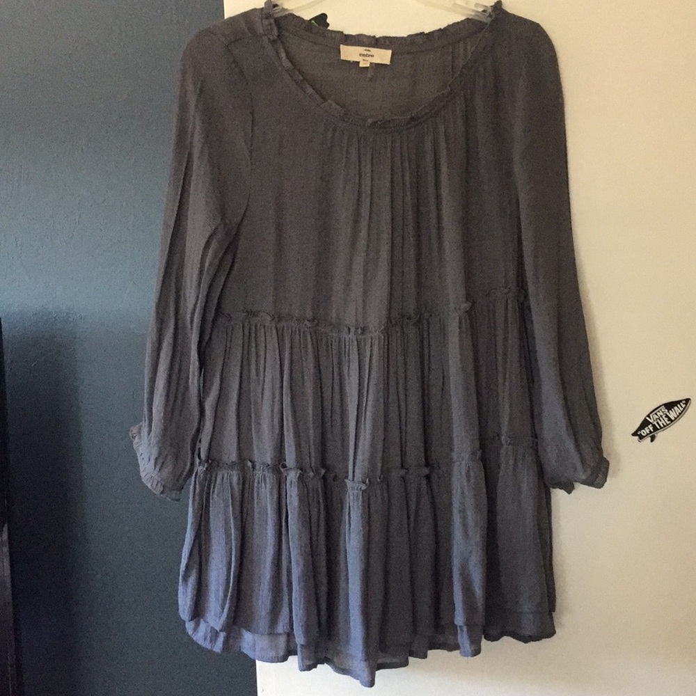 Gray ruffle peplum blouse